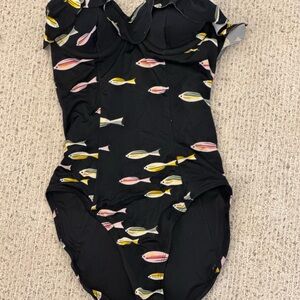 Victoria's Secret Black Fish Print One Piece Swimsuit